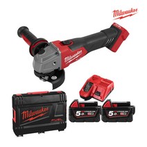 밀워키 본체+배터리2개+충전기+케이스 포함/밀워키 M18 FSAG100X-502X 충전 4인치 앵글 그라인더 전동공구, 단품없음