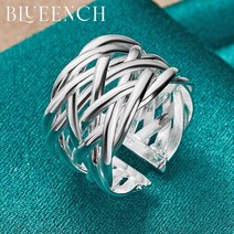 옴반지 수능 불교 인장 Blueench925 스털링 실버 트위스트 플랫 와이드 조절 링 여성 남성 웨딩 파티 쥬얼리