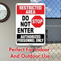 SimpLee Signage 제한된 지역 표지판 Do Not Enter 17.8cm x 25.4cm 두께 0.139.7cm 플라스틱 공인 직원 전용 표지판144505