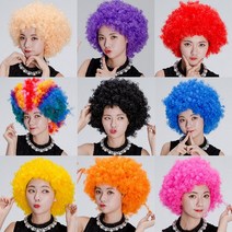 뽀글이 가발 할머니 노래방 가발 폭탄머리 아줌마 파마 통가발 파티 장기자랑, 블랙, 1개