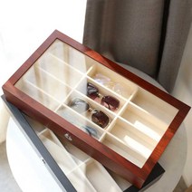 안경 진열장 수집 정리 선글라스 보관대 서랍 수납함, 상세 페이지 참고, 블랙 애쉬 우드 베니어 12 그리드