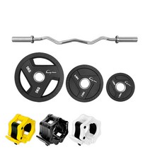 헬스프라자 중량컬바세트 이지바 우레탄 중량원판 바벨컬, 락조마구리 옐로우, 1.15kg