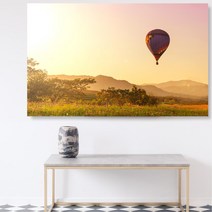 황금빛 노을지는 열기구 시골풍경 액자(41X27) 미니멀 벽걸이액자 원룸선물, 캔버스액자(옆면연장)