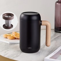 uka Tea Pro 차 물 분리 보온 텀블러 420ml, 블랙A