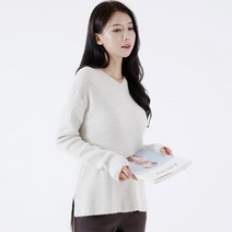 루즈핏 옆트임 언발란스 브이넥니트