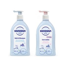 사노산 베이비 2.0 바스 앤 샴푸 500ml + 케어 로션 500ml x 2p 세트 베이비파우더향, 1세트