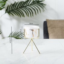 북유럽 세라믹 철 아트 대리석 꽃병 패턴 로즈 골드 그린 테이블 식물 냄비 홈 오피스 다육이 화분, 36 White-03 S