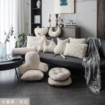 벨벳 극세사 모던 붙박이의자쿠션 등방석 의자 침대 사무실 허리 쿠션, 크리스탈 벨벳-베이지