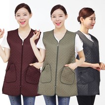 WQA03 조끼 방수 누빔 겨울 앞치마 방한 지퍼 퀼팅, WQA03 카키M