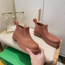 여성 레인부츠 숏 미들 롱 레인 장화 장마철 패션 장화 레인슈즈 오리지널 럭셔리 가죽 앵클 앵클 슬립 오버 청키