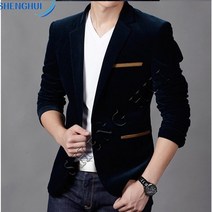 SHENGHUI남자 골드 벨벳 재킷 순색 블레이저 가을 겨울 정장 테일러드 정장 싱글 코트SH8*7LW