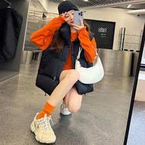 캐치펀 하이넥 다운패딩조끼 허리스트링쪼임 겨울조끼 CF01Z