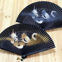 박씨상방 수공예 남성용 실크접부채-고급부채집+매듭노리개증정, 검정황용, 상세설명 참조