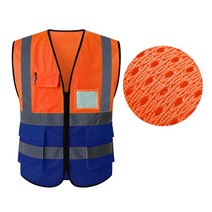 Viz 조끼 가시성 반사 안전 12 색 밝은 색상 교통 건설 작업 ANSI 클래스 2 표준, 11 Orange blue_06 5XL