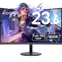 KOORUI 모니터 24 인치 60Hz 5ms 곡면 모니터 VA 패널 곡률 곡선형 게이밍 모니터 (풀 HD sRGB 1800R 곡면 HDMI VGA 기울기 조정 스피커 없음) 24N5C