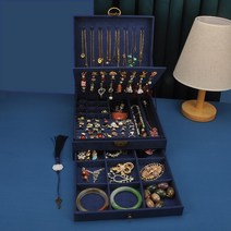 3단 대용량 메쉬 수납 주얼리 박스 귀걸이 목걸이 팔찌 액세서리 높음, 03.감색