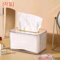 [자칠]투명 티슈 케이스 거실 티테이블 수납 케이스오렌지, 화이트