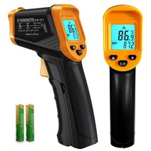 디지털 적외선 온도계 건 -50°C ~ 600°C(-50°C ~ 1400°F)(-50°C ~ 600°C) 조절 가능한 방사율 및 최대 및 최소 비접촉 열 IR 온도계 레, Upgraded