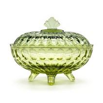 Antique 펜톤 콜로니얼 그린 오발 보울 빈티지글라스 유리볼 뚜껑볼 레트로 수입그릇