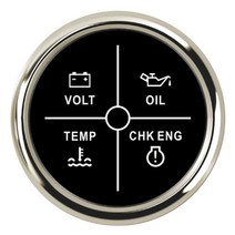 자동차 4led 알람 게이지 보트 트럭 자동 볼트 수온 오일 압력 알람 표시기 미터 게이지 12v24v 빨간색 백라이트 52mm, bs
