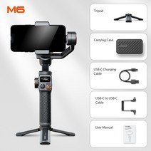 호헴 dji 오즈모모바일se 페이유포켓 3축 Hohem iSteady M6 핸드헬드 짐벌 스태빌라이저 셀카 삼각대 스마트폰용 조명 휴대폰 포함 3 축 회전, [01] M6