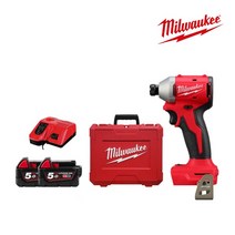 밀워키 M18 BLIDR-502C 18V 5.0Ah 콤팩트 브러쉬리스 임팩트 드라이버II (배터리2 충전기1) 세트