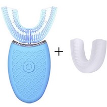 음파 칫솔 전동 추천 성인용 칫솔 360 초음파 USB 충전식 치아 미백, blue and 1 head