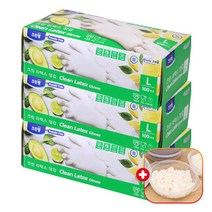 크린랩 크린랲 니트릴 라텍스장갑 3개+가쯔사은품 - 일회용 주방 천연고무 요리/세차/미용 셰프/쉐프 위생글러브 식품조리 1회용, 05.크린 라텍스 장갑 (대) 100매, 3개+가쯔
