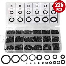 225pcs 고무 o 링 내유성 o-링 와셔 가스켓 씰 방수 구색 플라스틱 상자 키트 세트와 다른 크기, 225개