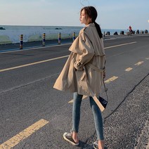 여성 숏 트렌치 코트 블랙 짧은 윈드 브레이커 여성용 2022 가 캐주얼 어 버전