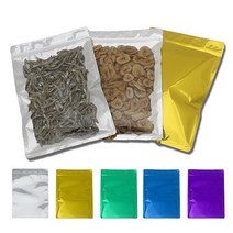 일진팩 전면투명 후면칼라 증착 지퍼백 은박 소분 봉투 하단오픈형 건어물 식품 공산품 100장 7가지 색상, 16cm×26cm - 후면골드 100장