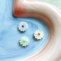 [1개]12mm 관통형 데이지 자개 3종 3-410-1 비즈 팔찌 악세사리 팬던트 재료, 퍼플