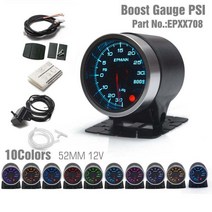 대쉬보드 EPMAN2 quot52mm 터보 부스트 오일 프레스 온도 수온 타코미터 볼트 게이지 EXT EGT 10 가지 색상 디지털 LED 디스플레이 자동차 미터, 1.Boost Gauge PSI