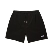 아페고 레터링 스트레치 나일론 쇼츠 블랙