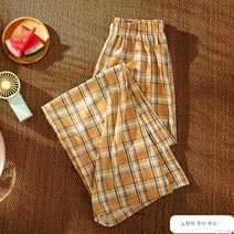 DFMEI.Wide pants.-체크 팬츠 여 얇은 하이웨이스트 슬림핏 일자 와이드 팬츠 와이드감각 캐주얼 팬츠