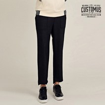 커스텀어스 울 혼방 슬림핏 밴딩 팬츠블랙