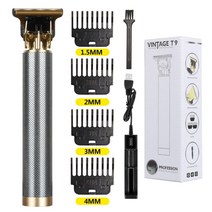 바리깡 클리퍼 이발기 바버샵 이발소 리젠트컷 투블럭 헤어컷 숏컷 전기 머리 깎기 남자 LCD 0mm 면도기 트리머 남자 이발사 전문 수염 충전식 머리 절단 기계 T9 USB, 블랙 LCD