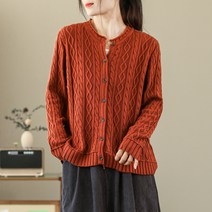 여성니트 빈티지 퓨어 컬러풀 니트 가을 캐주얼 가디건 루즈핏 긴팔