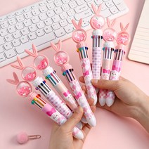 Cute Colorful Refill Stationery Set Press Rabbit Ballpoint Pen Gel Rollerball, 01 1