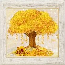 다미아트 돈들어오는그림 보석십자수 금전수 돈나무 취미생활 아트 비즈 DIY 원형 비즈 큐빅 40X40cm 집콕취미 주문제작가능 페브릭형 골드나무 전체수