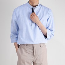 스타일에스 DN 남자 빅사이즈 린넨st 헨리넥 7부 셔츠