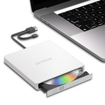 DETROVA DVD 드라이브 외장 외장 DVDCD드라이브 DVD레코 CDDVD-R 플레이어 USB3.0&Type-C 양용 케이블 WindowLinuxMac OS 대응 읽기 & 쓰기 에러 교정 TYPE-C 커넥터 부착 사용 설명서 포함 (화이트)