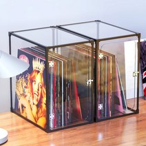 트렌드 LP 보관함 수납함 정리함 CD 디스플레이 스탠드 랙 레코드 컬렉션 상자 케이스 클래식 디스크 감성 인테리어, 투명