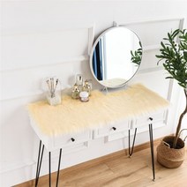 라쿤 에코퍼 양털매트 테이블 화장대 쿠션 7종 콘솔 화장대 직사각 정사각 퍼매트, 30x80 직사각형, E 에그 옐로우