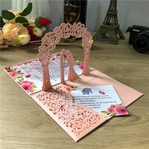 10 개/몫 3D 팝업 흰색 결혼식 초대 카드 삼중 접힌 레이저 컷 포켓 신부 및 신랑 인사말 IC144, [03] Whole set, [06] Blush Pink