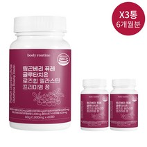 바디루틴 링곤베리 퓨레 글루타치온 로즈힙 엘라스틴 프리미엄 정 고함량 1000mg x 60정, 3통 / 6개월분 [10%추가할인] + 1통 추가 증정