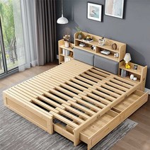 침대프레임 확장형 수납 원목 대형 사이즈 쿠션헤드, 120x217cm 흰색 페인트