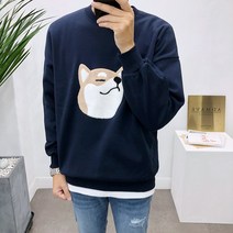 애드매이브 남녀공용 특양면 오버핏 시바견 패치 맨투맨 티셔츠 5컬러