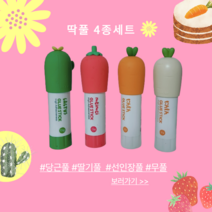 예쁜 야채 채소 고체풀 딱풀 4종세트 학용품 사무용품 문구용 접착풀 학원판촉 단체선물 초등학교 준비물, 선인장 딸기 당근 무(4종세트)
