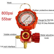 압력게이지 에어 컨디션 게이지 냉매 매니폴드 압력계 밸브 800psi/500psi 비주얼 미러 장착 R410A R22 R, 01 주황색